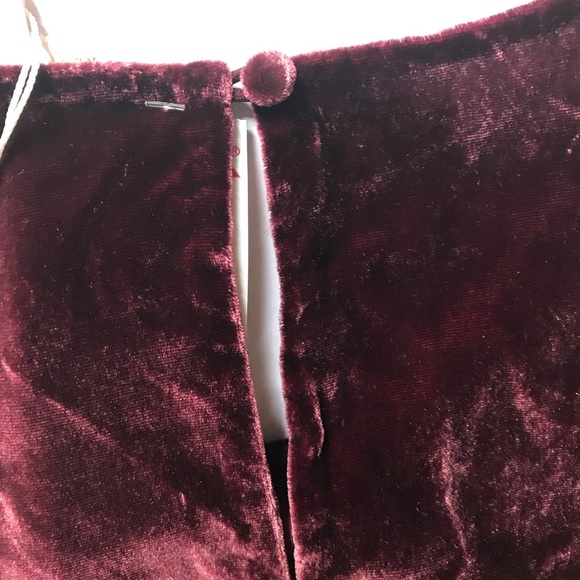 Rebecca Taylor Ruched Sleeves Velvet Top Bordeaux - Picture 5 of 8